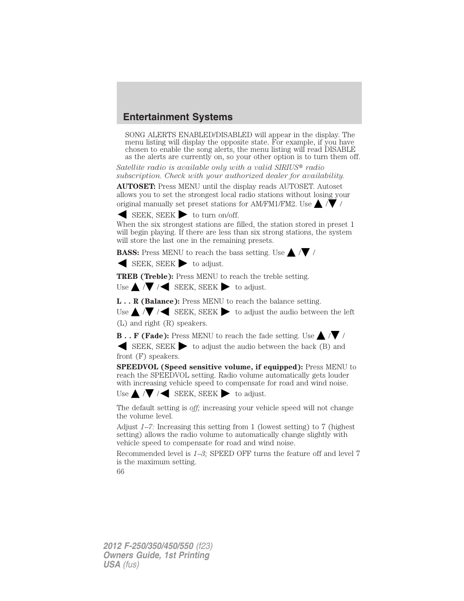 Entertainment systems | FORD 2012 F-550 v.1 User Manual | Page 66 / 454