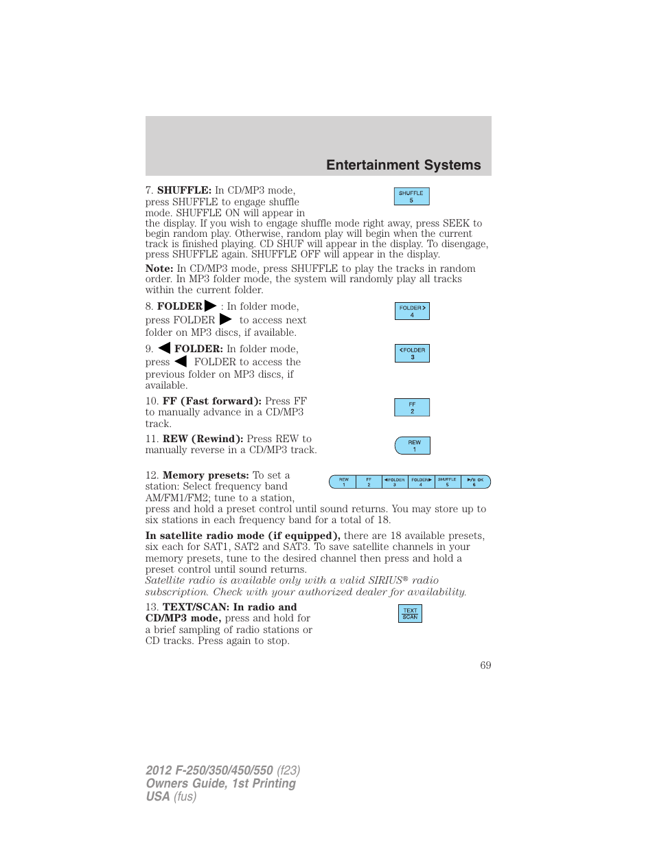 Entertainment systems | FORD 2012 F-550 v.1 User Manual | Page 69 / 454