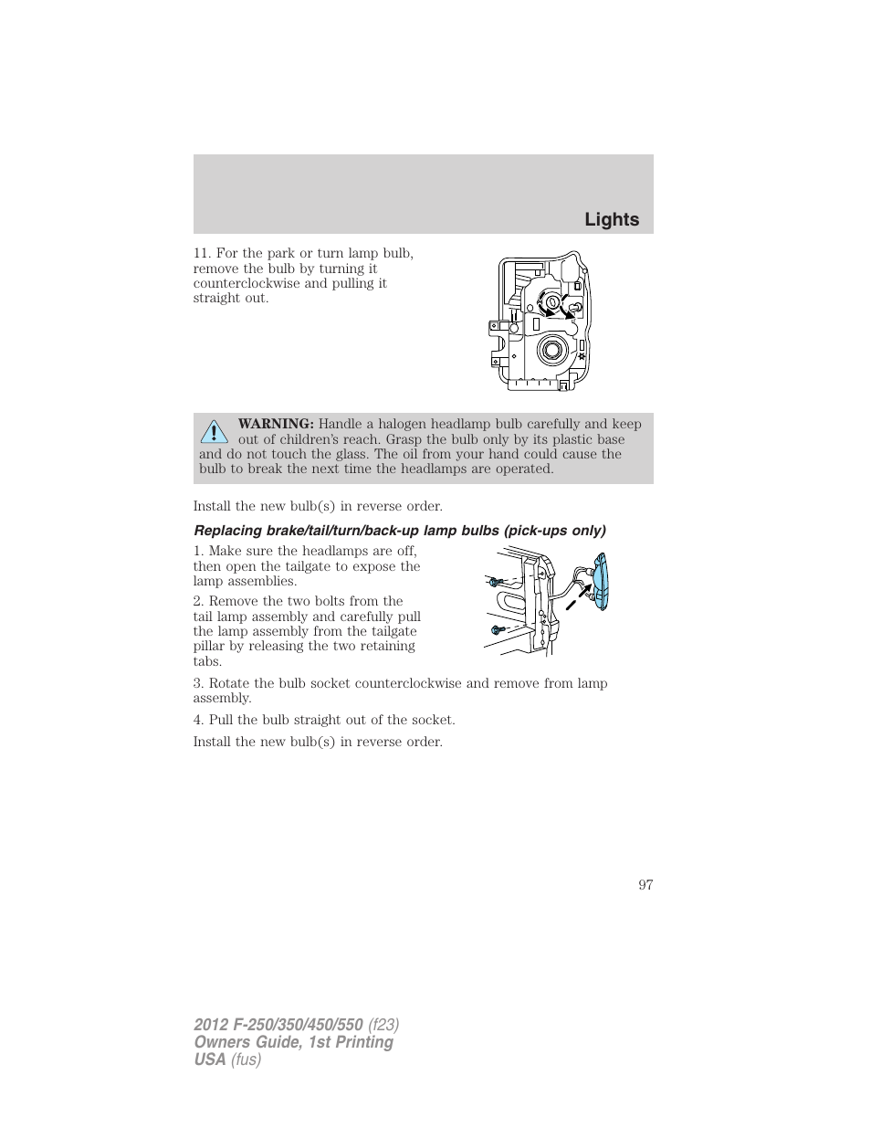 Lights | FORD 2012 F-550 v.1 User Manual | Page 97 / 454