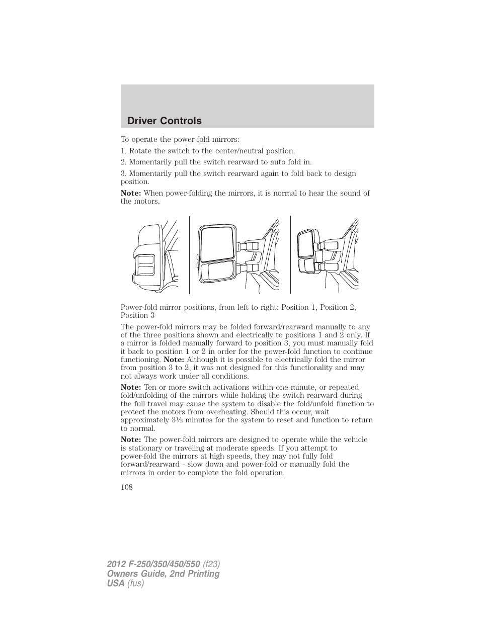 Driver controls | FORD 2012 F-550 v.2 User Manual | Page 108 / 449