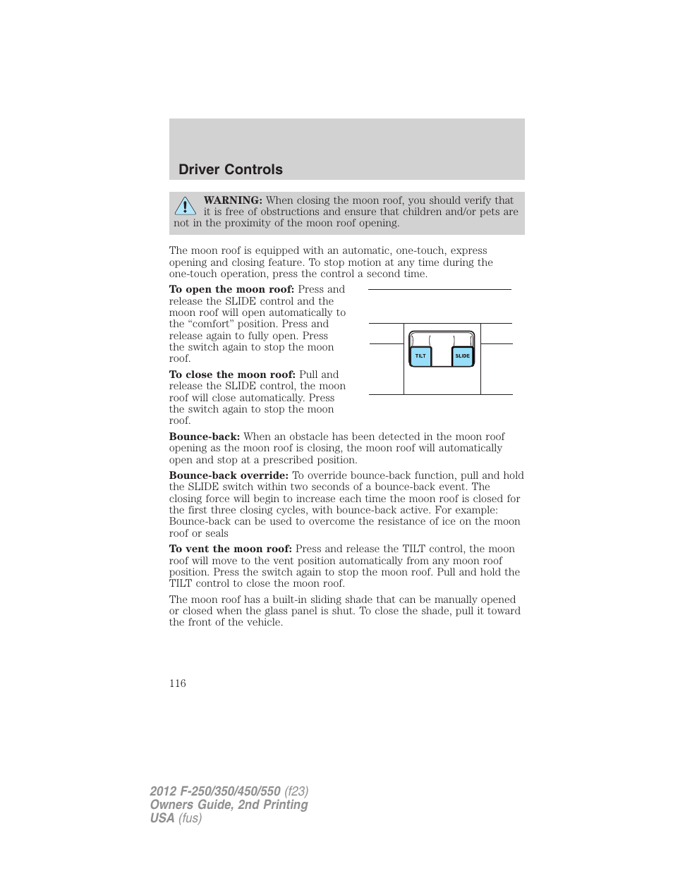 Driver controls | FORD 2012 F-550 v.2 User Manual | Page 116 / 449