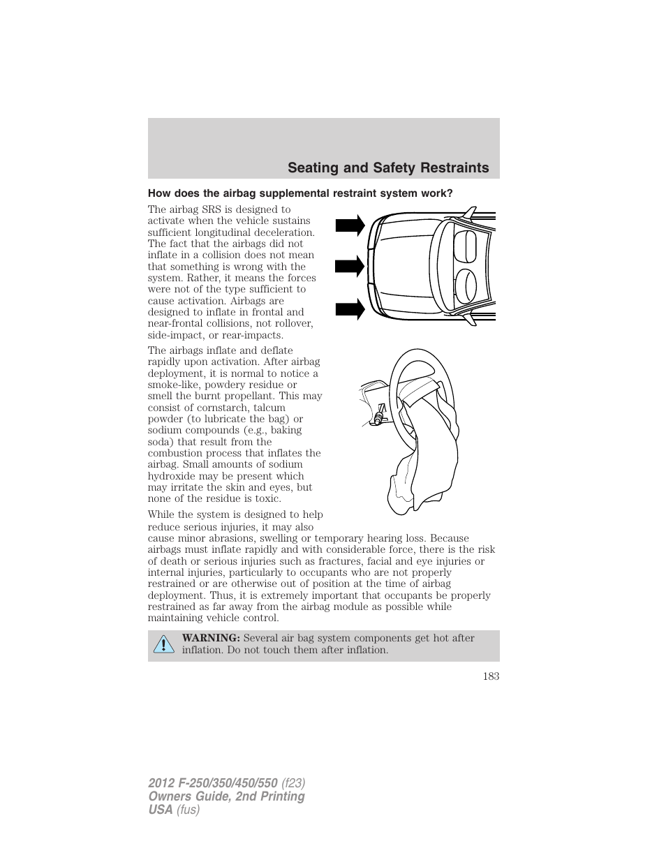 Seating and safety restraints | FORD 2012 F-550 v.2 User Manual | Page 183 / 449