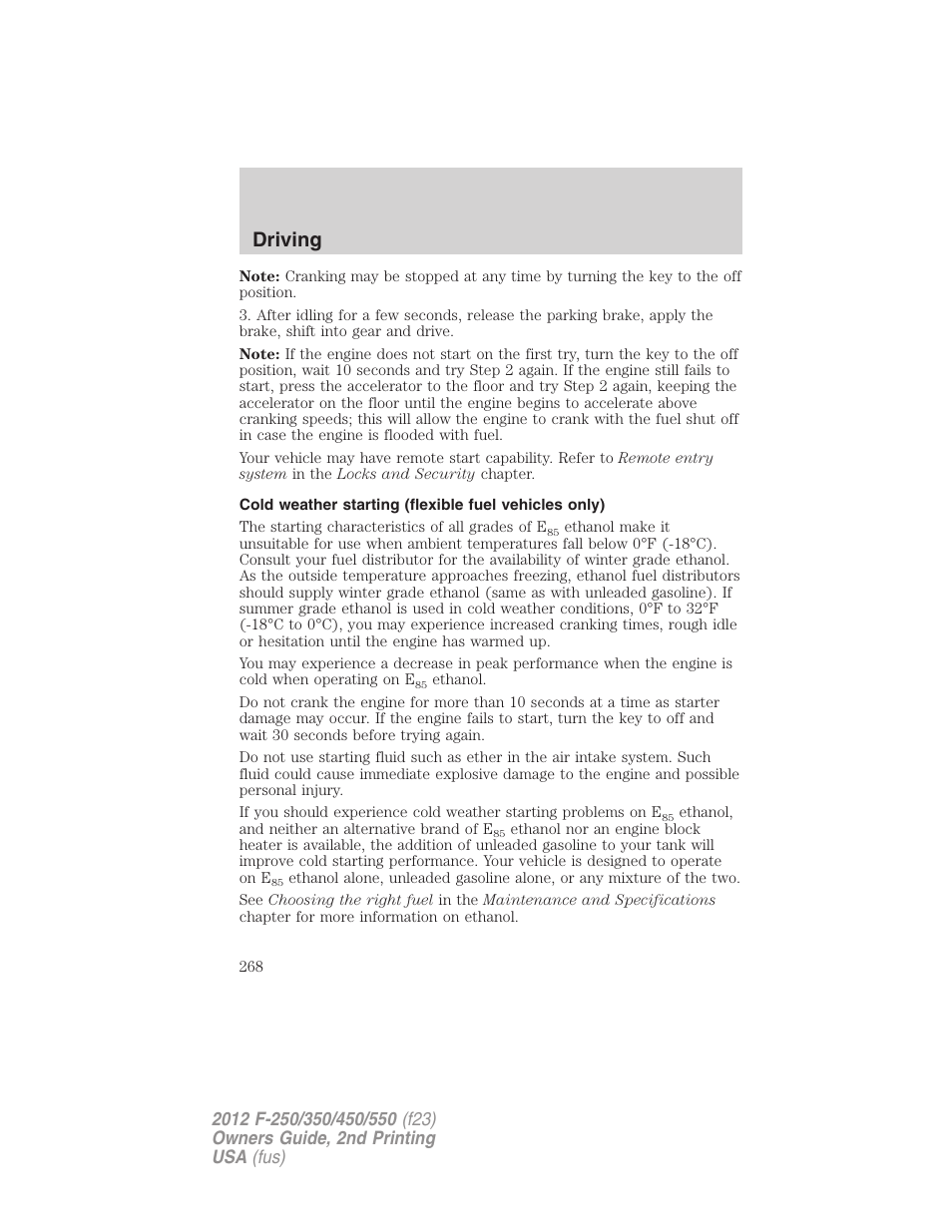 Driving | FORD 2012 F-550 v.2 User Manual | Page 268 / 449