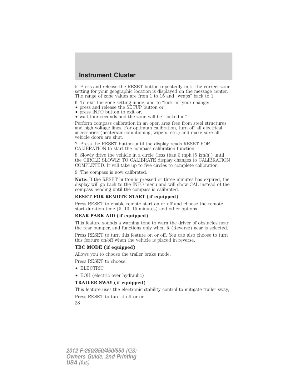 Instrument cluster | FORD 2012 F-550 v.2 User Manual | Page 28 / 449