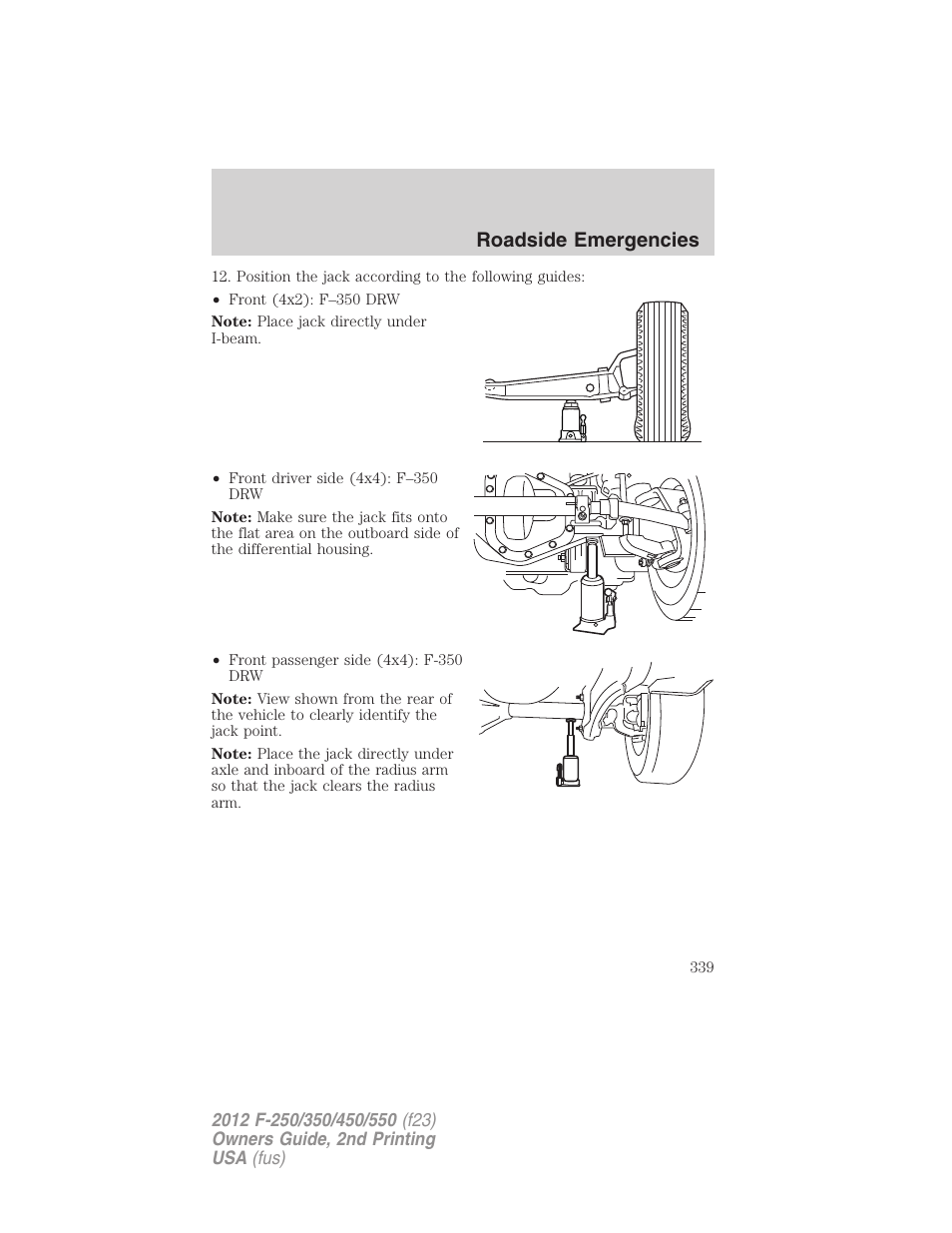 Roadside emergencies | FORD 2012 F-550 v.2 User Manual | Page 339 / 449