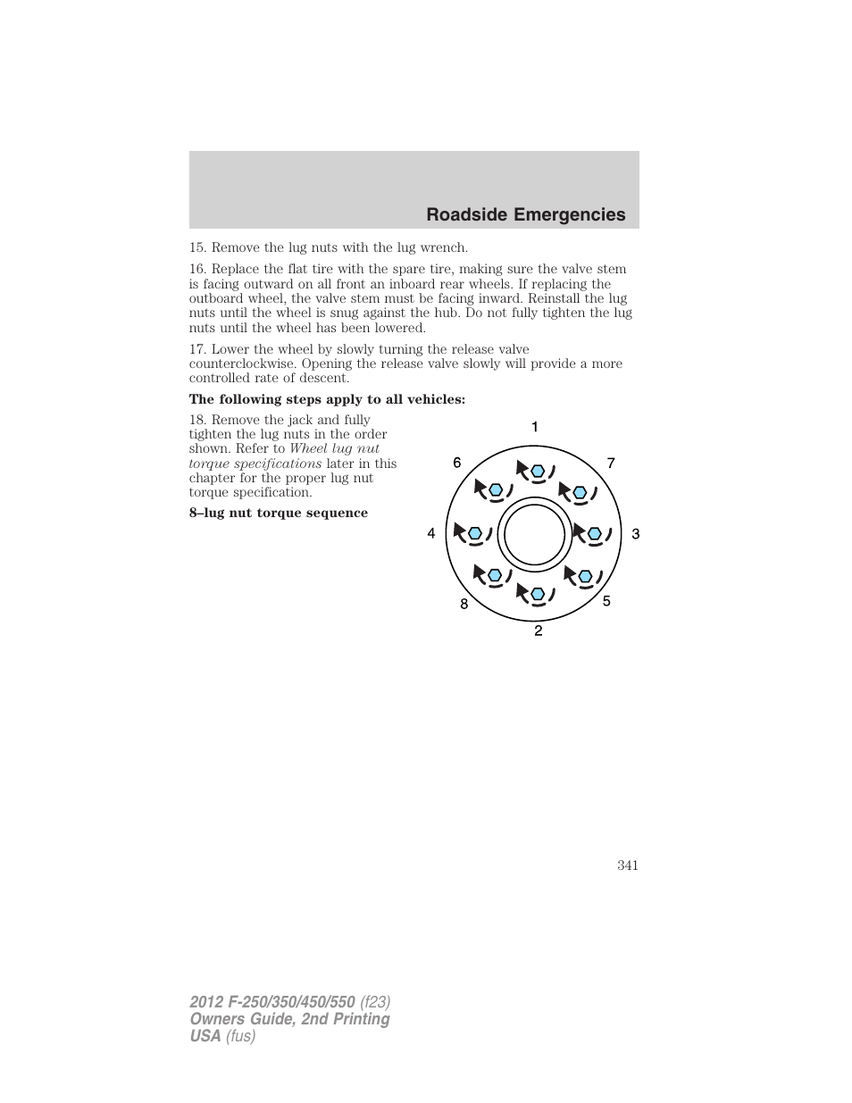 Roadside emergencies | FORD 2012 F-550 v.2 User Manual | Page 341 / 449