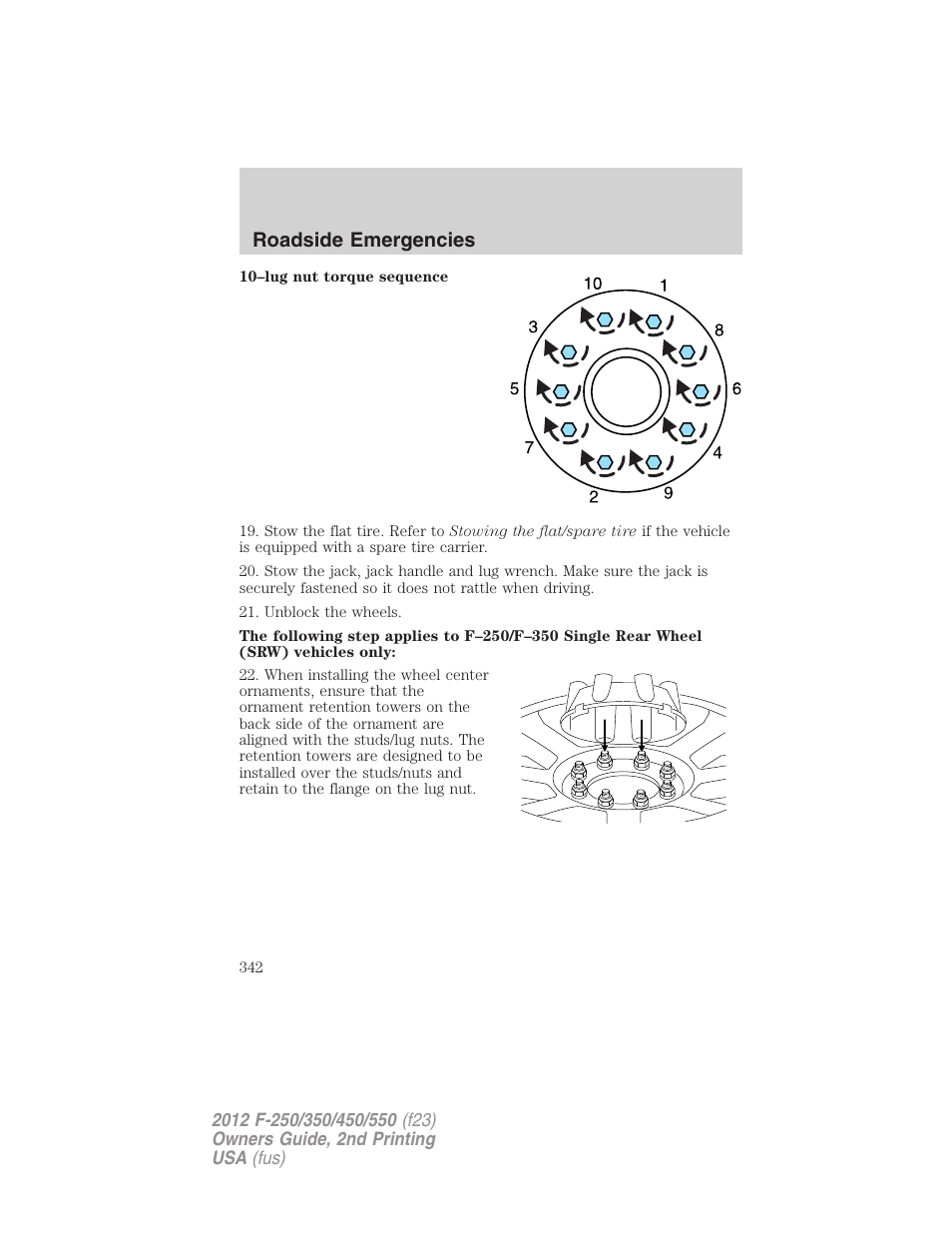 Roadside emergencies | FORD 2012 F-550 v.2 User Manual | Page 342 / 449