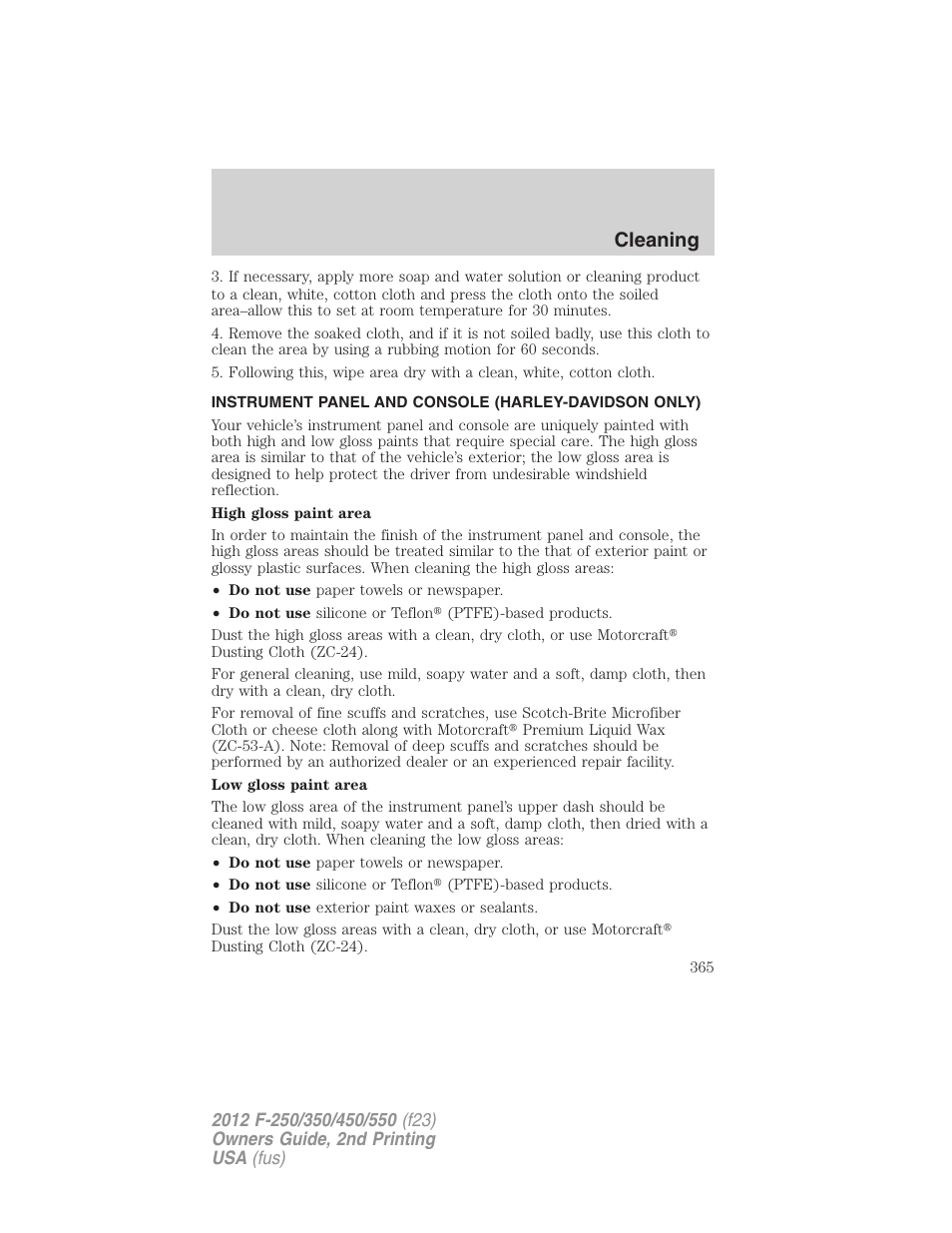 Cleaning | FORD 2012 F-550 v.2 User Manual | Page 365 / 449