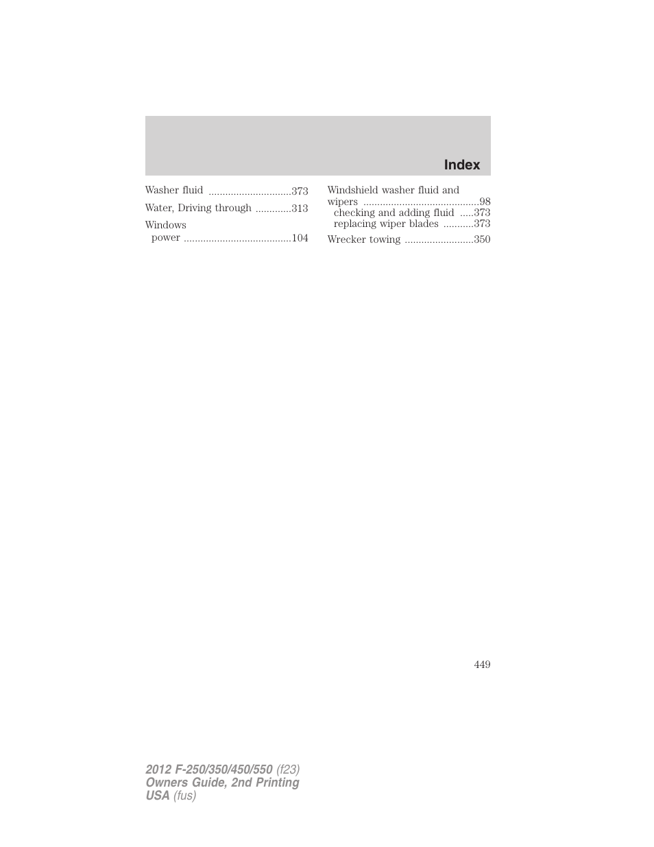 Index | FORD 2012 F-550 v.2 User Manual | Page 449 / 449