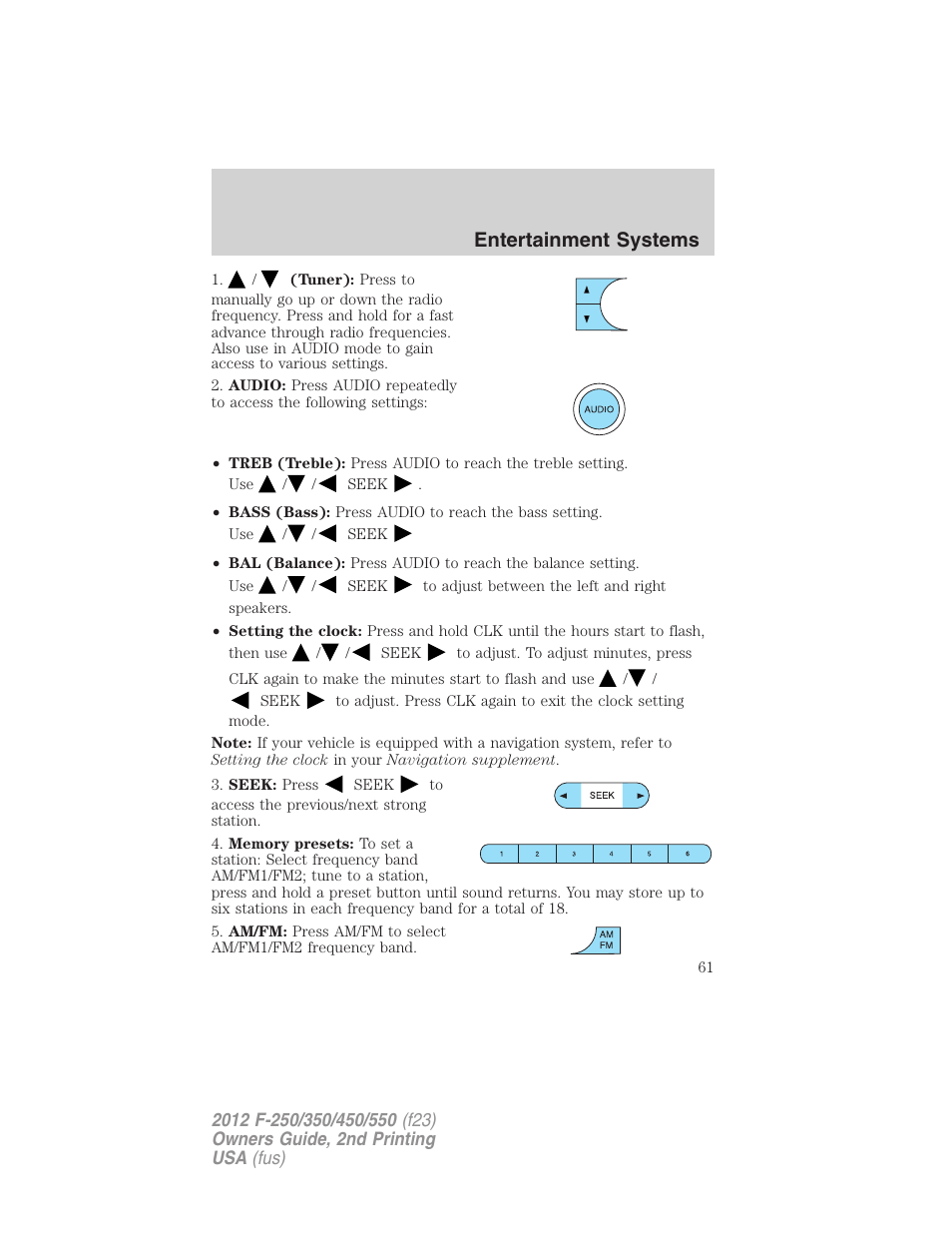 Entertainment systems | FORD 2012 F-550 v.2 User Manual | Page 61 / 449