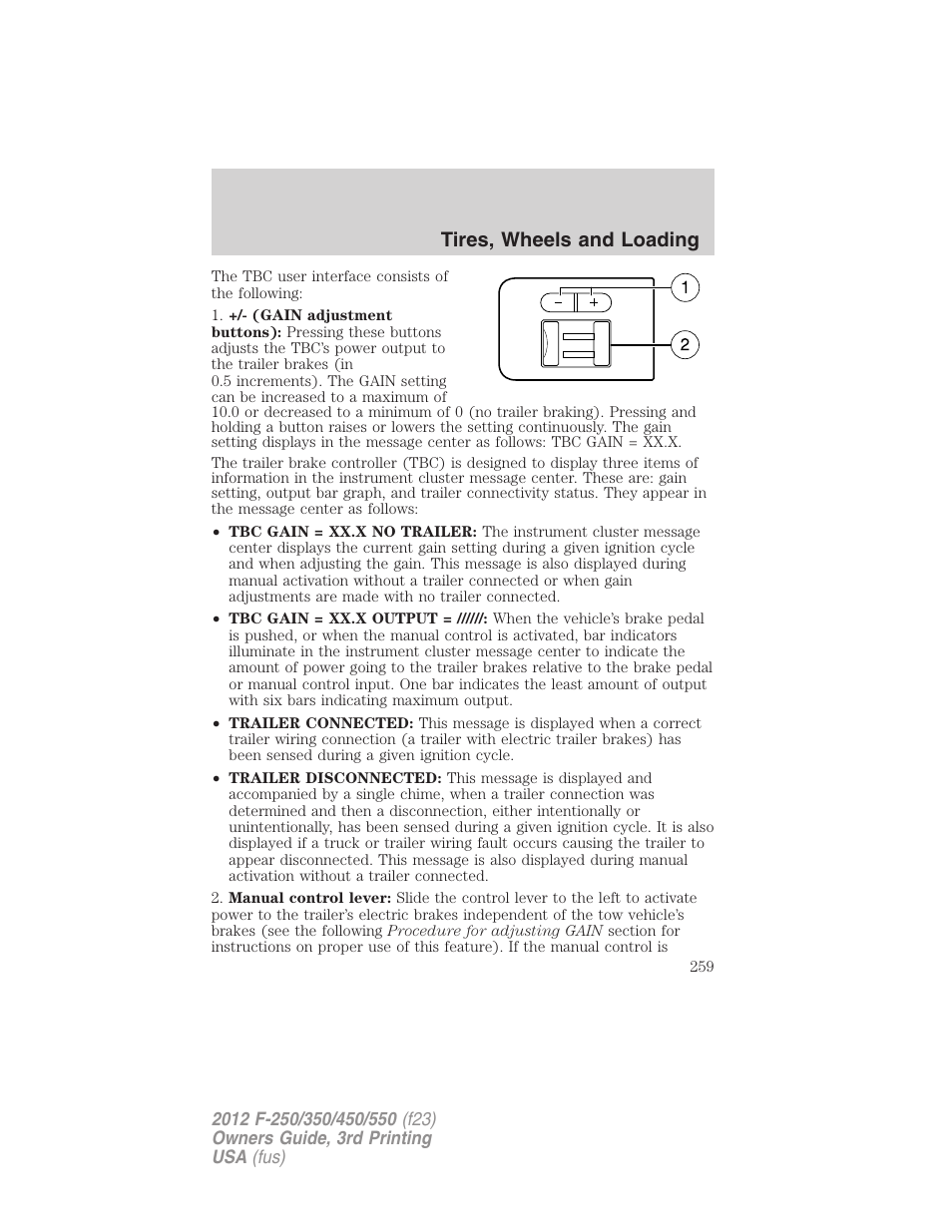 Tires, wheels and loading | FORD 2012 F-550 v.3 User Manual | Page 259 / 450