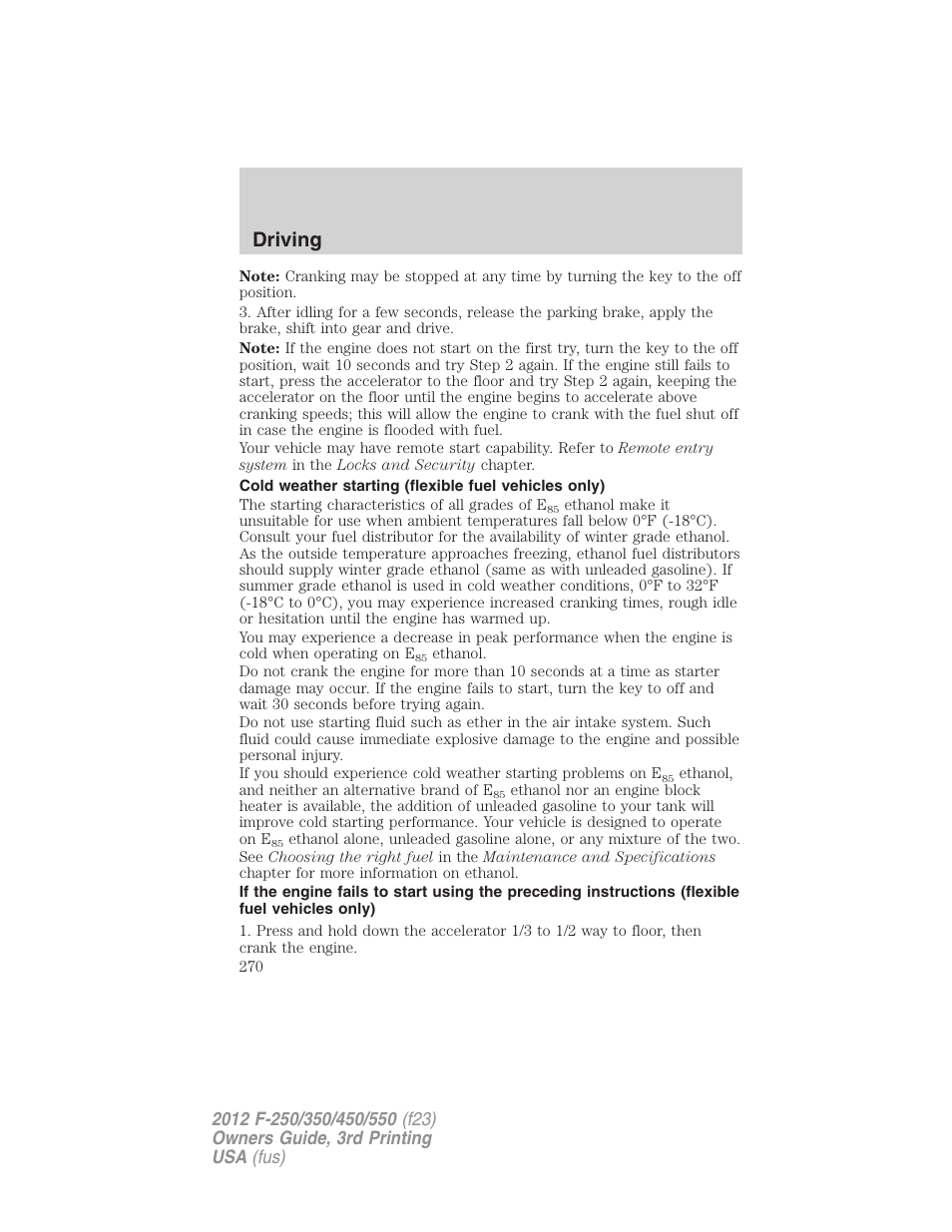 Driving | FORD 2012 F-550 v.3 User Manual | Page 270 / 450