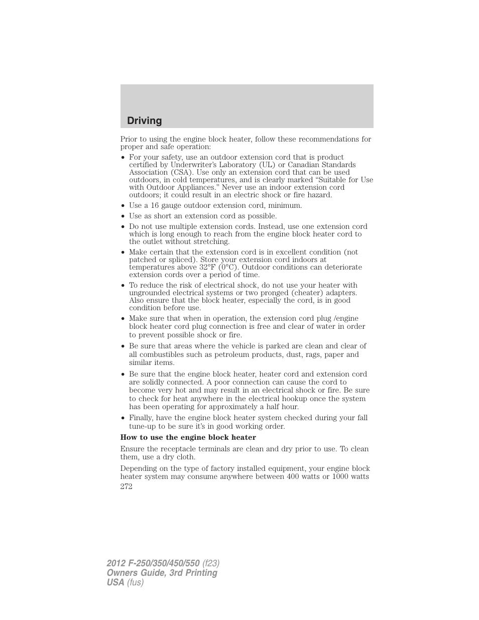 Driving | FORD 2012 F-550 v.3 User Manual | Page 272 / 450