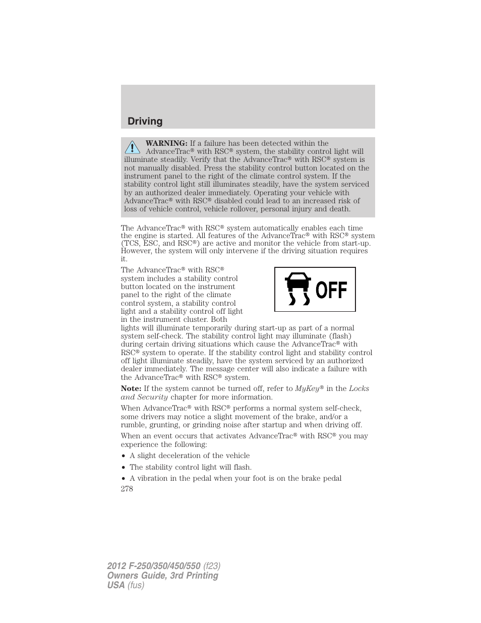Driving | FORD 2012 F-550 v.3 User Manual | Page 278 / 450