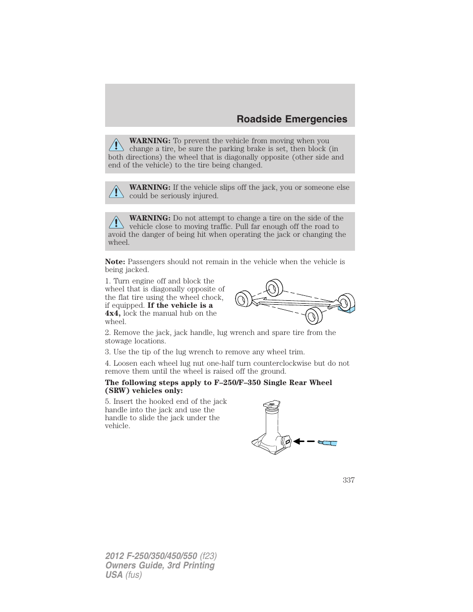 Roadside emergencies | FORD 2012 F-550 v.3 User Manual | Page 337 / 450