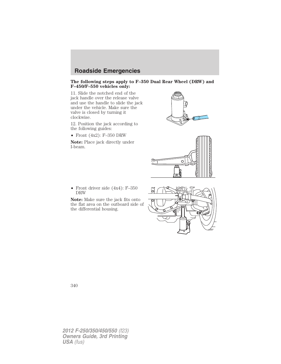 Roadside emergencies | FORD 2012 F-550 v.3 User Manual | Page 340 / 450