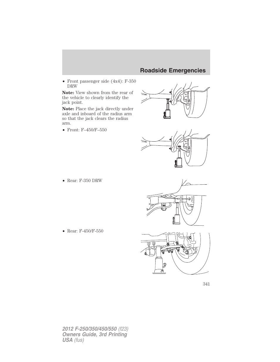 Roadside emergencies | FORD 2012 F-550 v.3 User Manual | Page 341 / 450