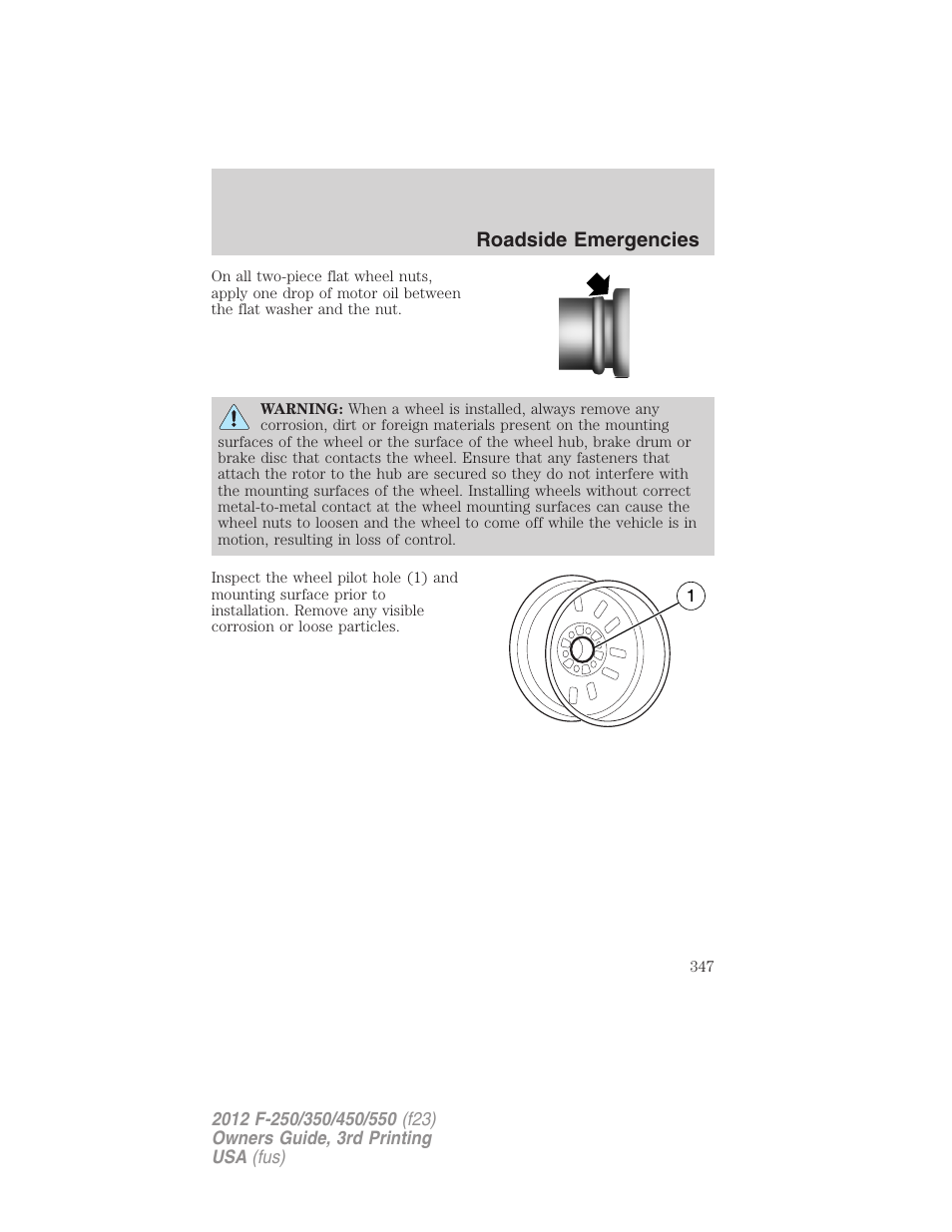 Roadside emergencies | FORD 2012 F-550 v.3 User Manual | Page 347 / 450