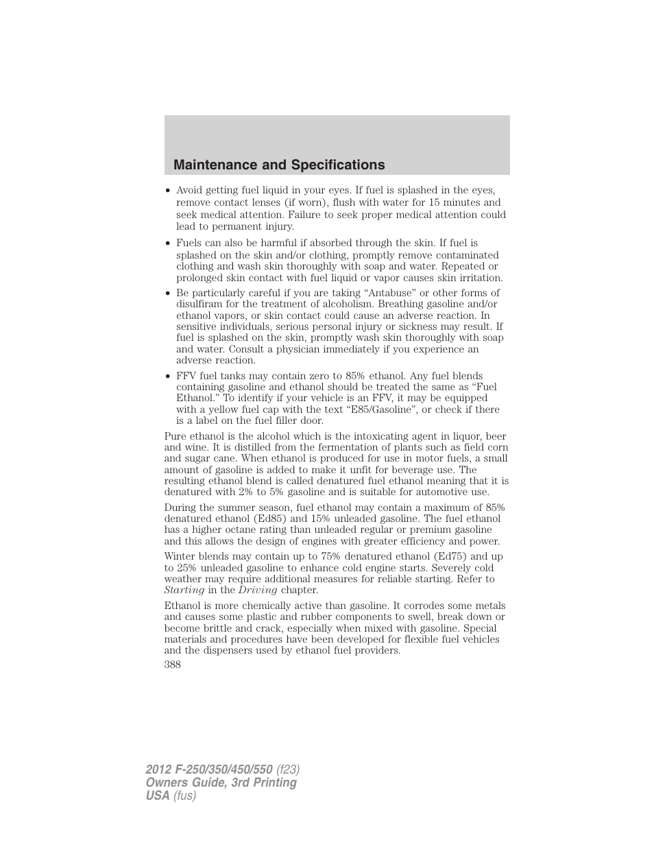Maintenance and specifications | FORD 2012 F-550 v.3 User Manual | Page 388 / 450