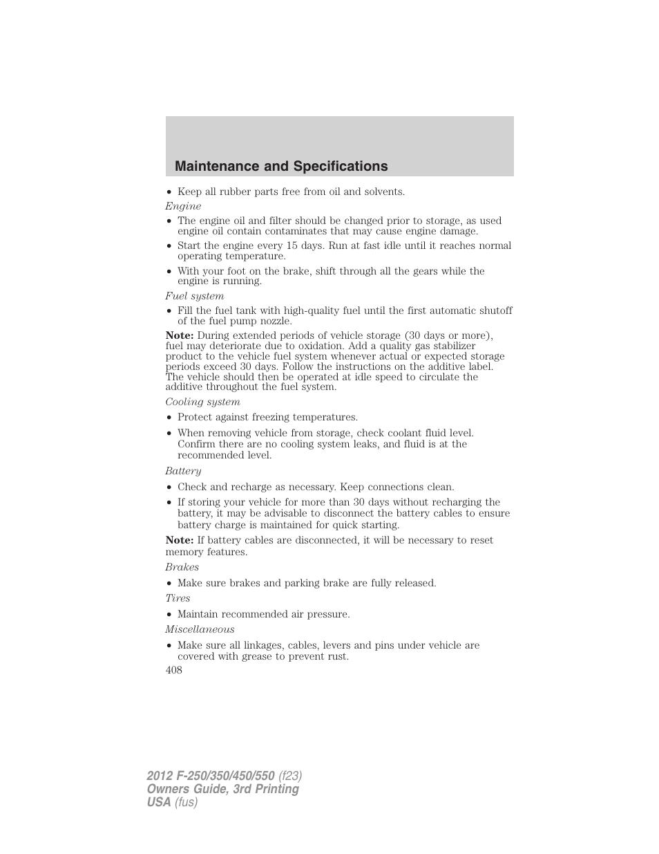 Maintenance and specifications | FORD 2012 F-550 v.3 User Manual | Page 408 / 450