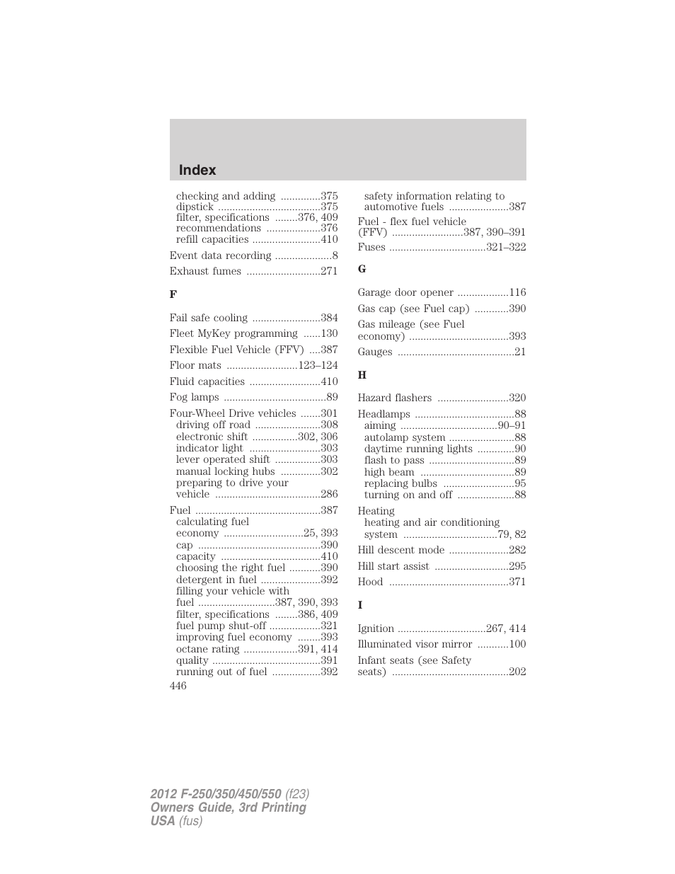 Index | FORD 2012 F-550 v.3 User Manual | Page 446 / 450