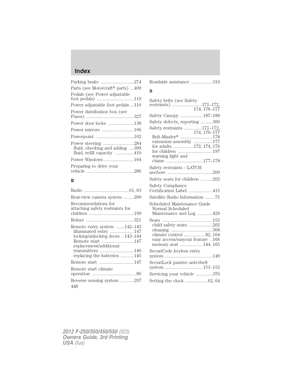 Index | FORD 2012 F-550 v.3 User Manual | Page 448 / 450