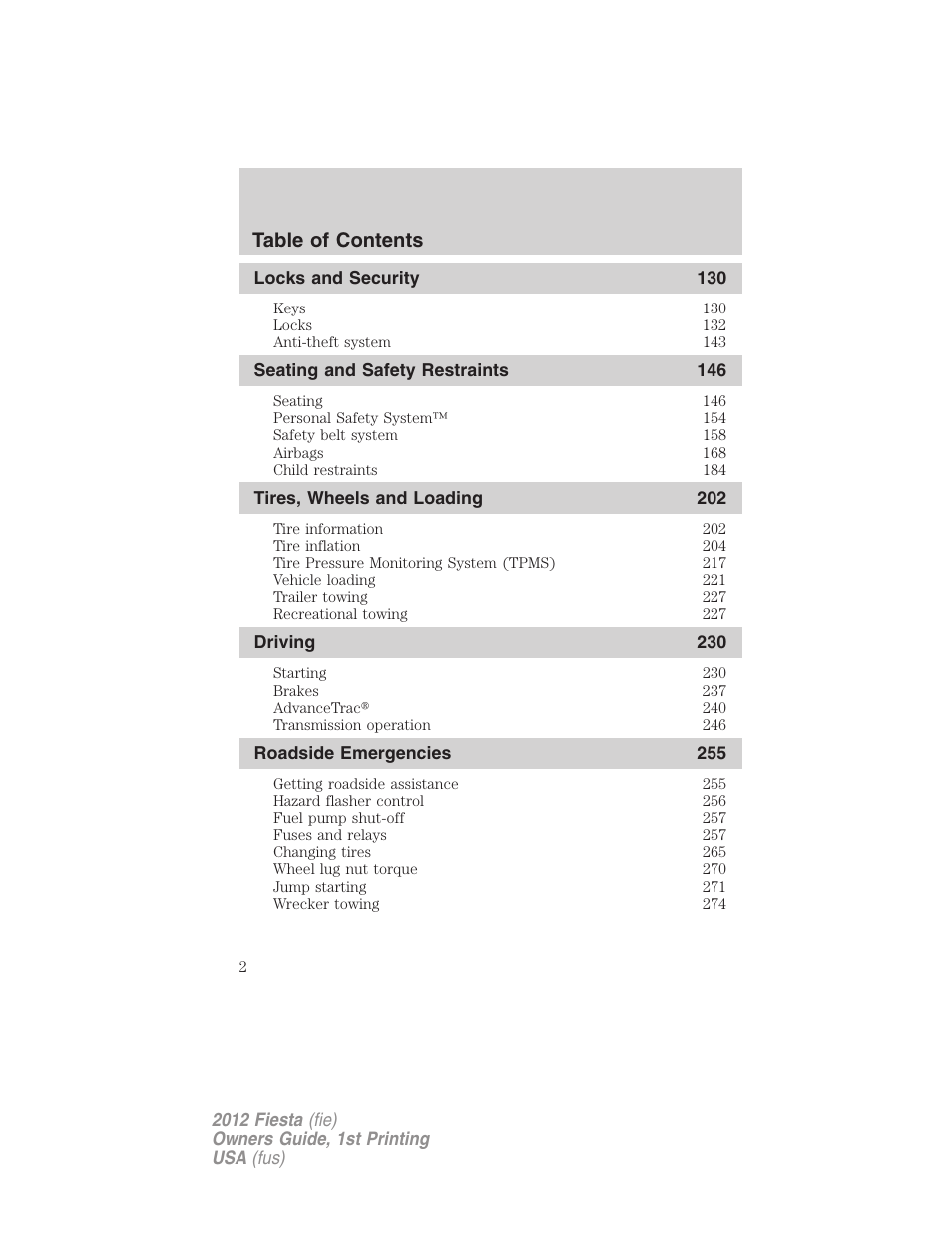 FORD 2012 Fiesta v.1 User Manual | Page 2 / 356