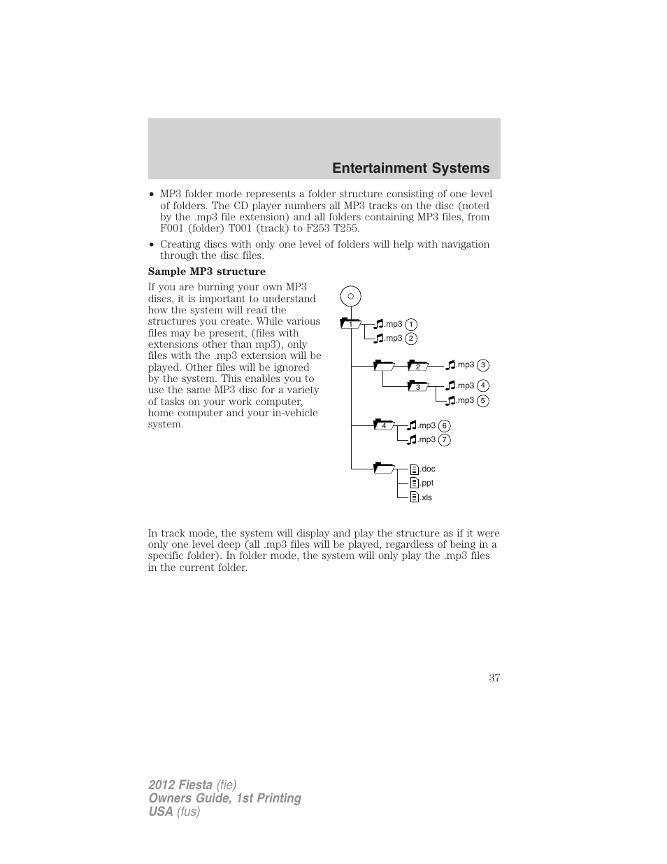 Entertainment systems | FORD 2012 Fiesta v.1 User Manual | Page 37 / 356