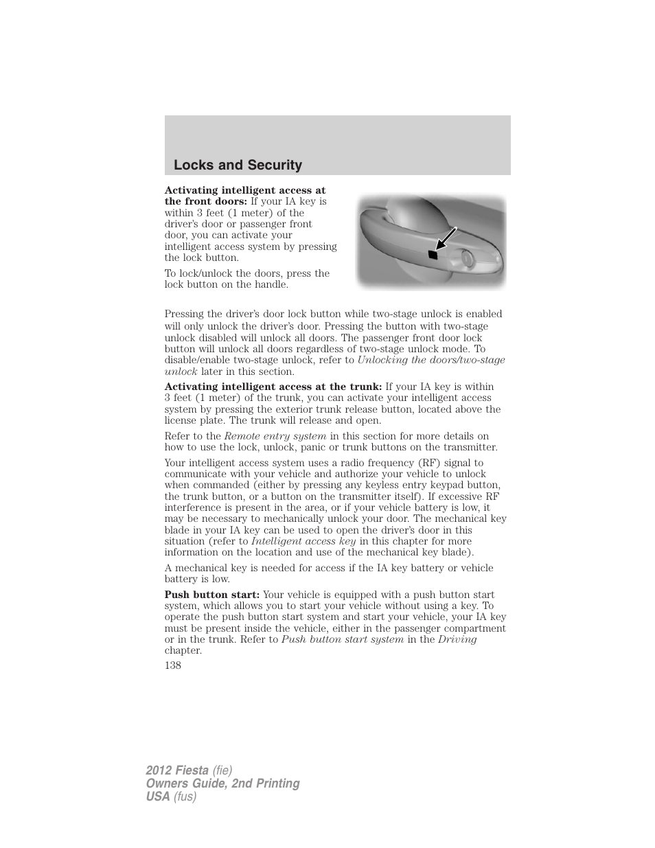 Locks and security | FORD 2012 Fiesta v.2 User Manual | Page 138 / 356