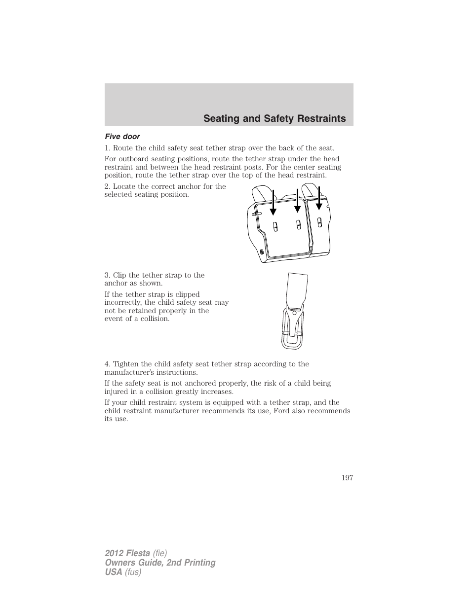 Five door, Seating and safety restraints | FORD 2012 Fiesta v.2 User Manual | Page 197 / 356