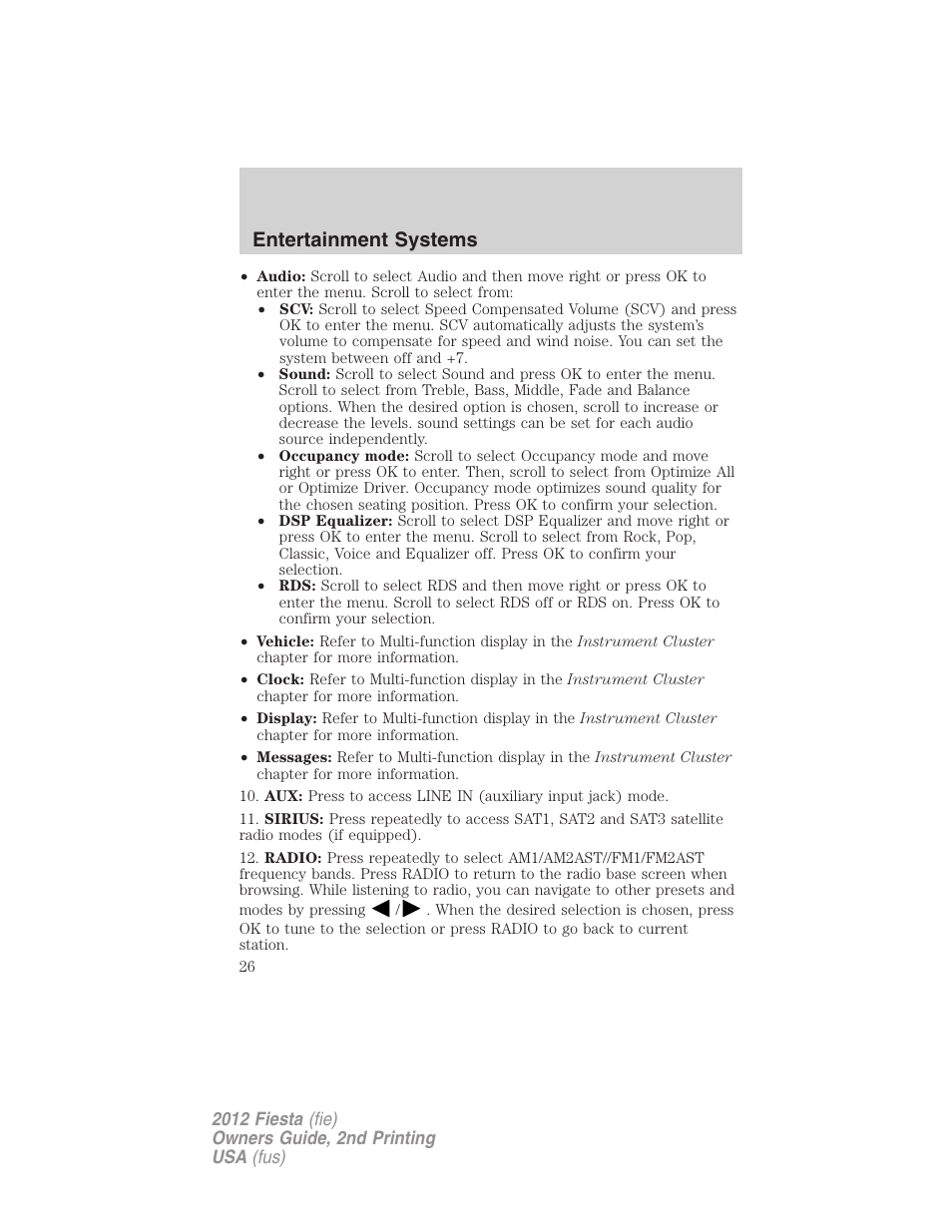Entertainment systems | FORD 2012 Fiesta v.2 User Manual | Page 26 / 356