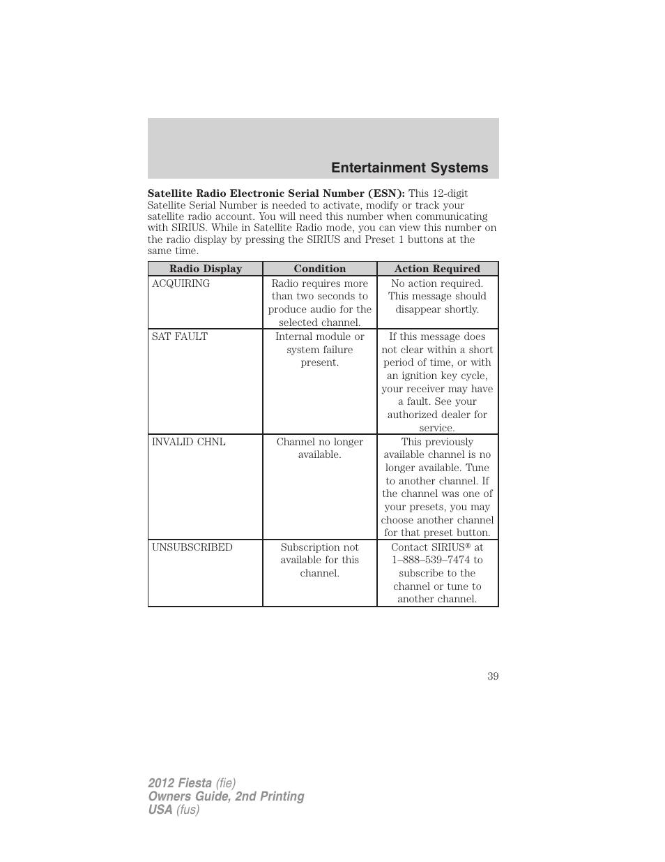 Entertainment systems | FORD 2012 Fiesta v.2 User Manual | Page 39 / 356