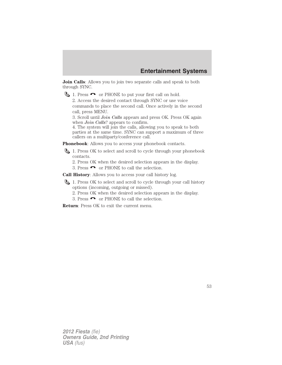 Entertainment systems | FORD 2012 Fiesta v.2 User Manual | Page 53 / 356
