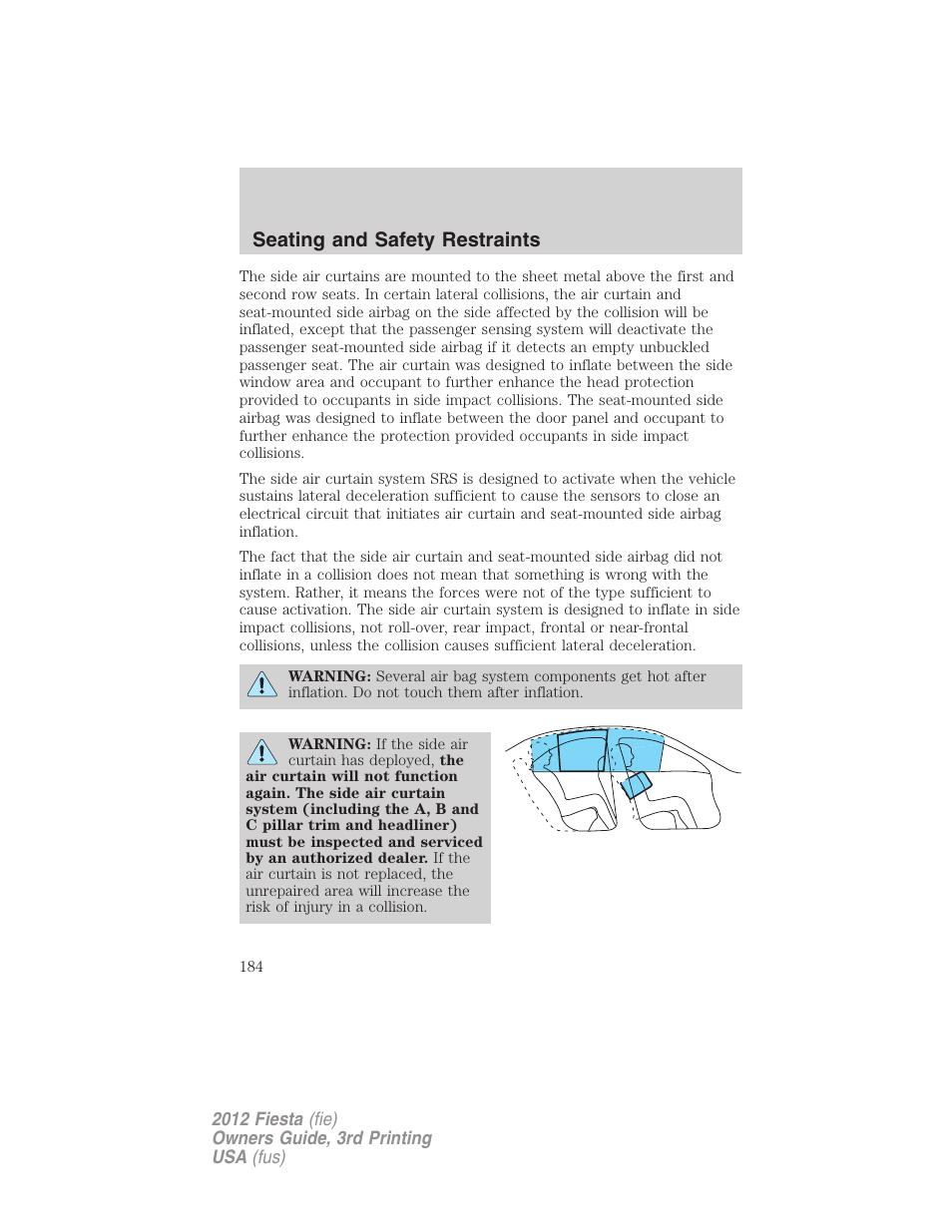Seating and safety restraints | FORD 2012 Fiesta v.3 User Manual | Page 184 / 360