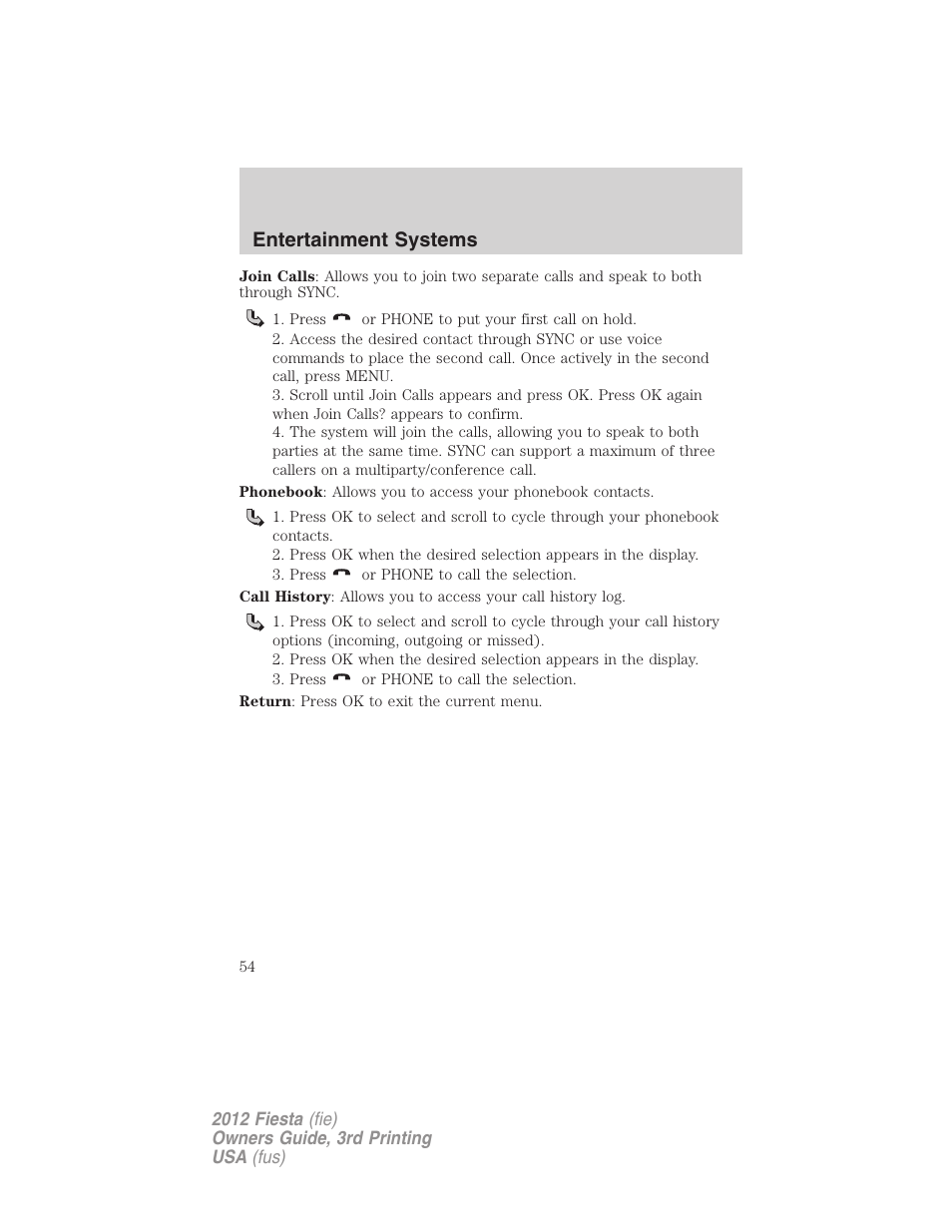 Entertainment systems | FORD 2012 Fiesta v.3 User Manual | Page 54 / 360