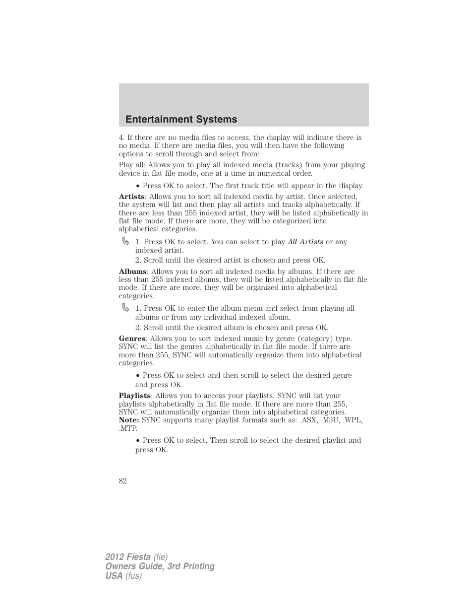 Entertainment systems | FORD 2012 Fiesta v.3 User Manual | Page 82 / 360