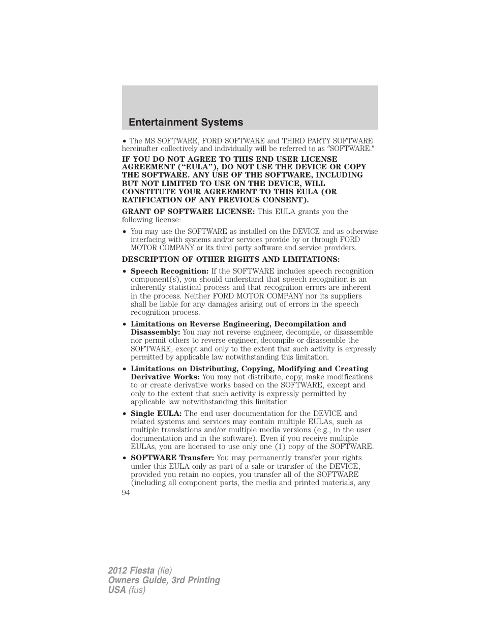 Entertainment systems | FORD 2012 Fiesta v.3 User Manual | Page 94 / 360