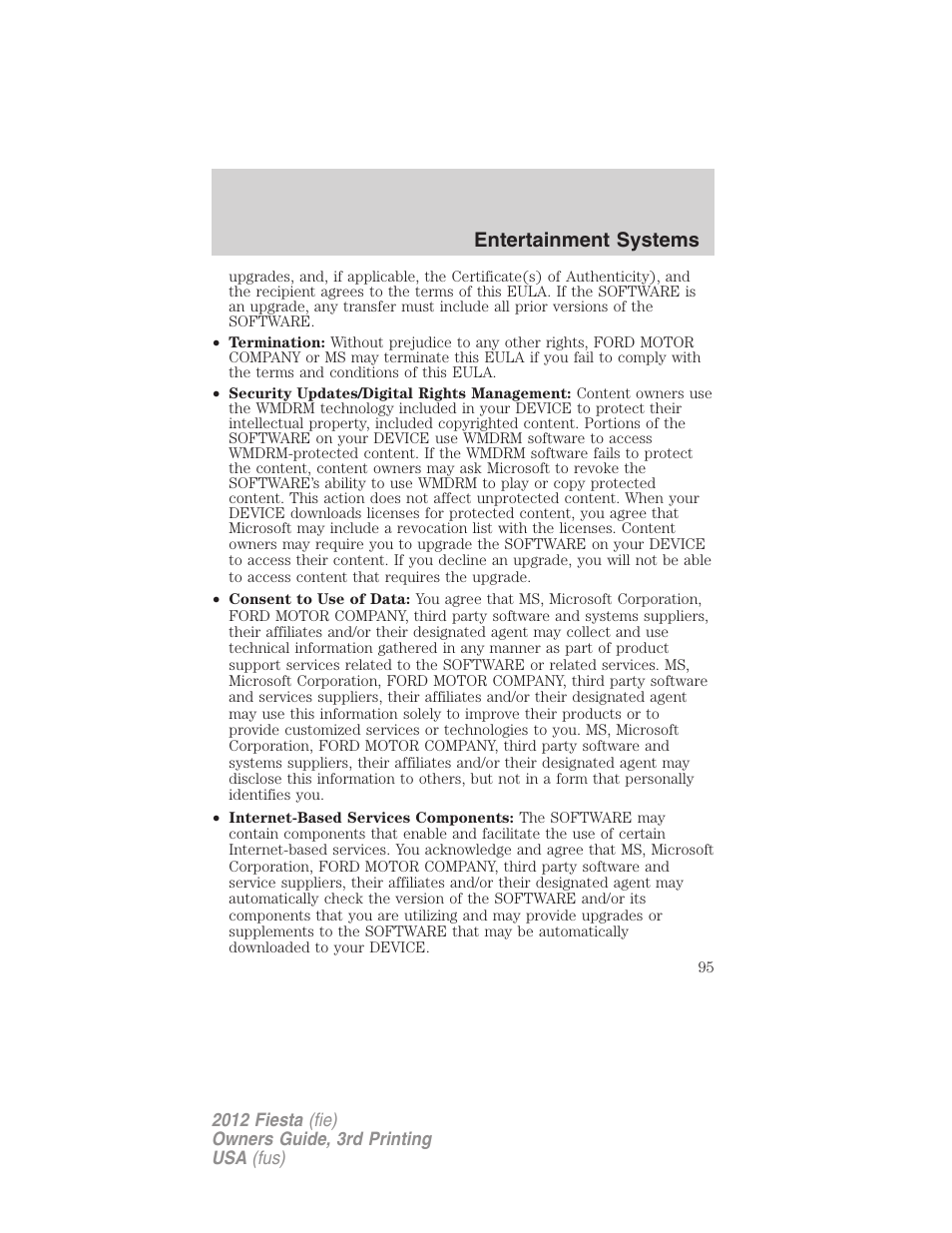 Entertainment systems | FORD 2012 Fiesta v.3 User Manual | Page 95 / 360