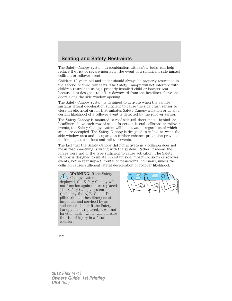 Seating and safety restraints | FORD 2012 Flex v.1 User Manual | Page 192 / 405