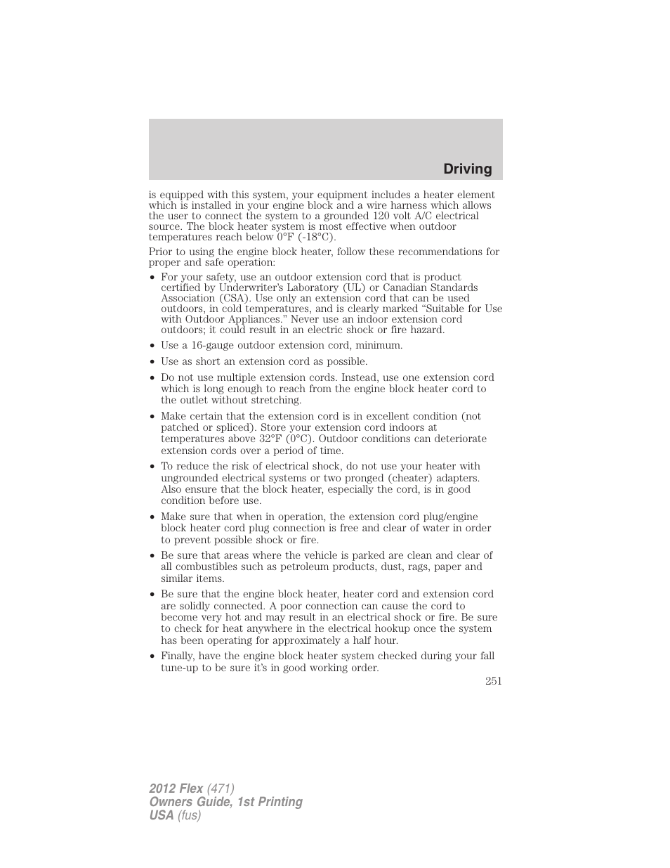 Driving | FORD 2012 Flex v.1 User Manual | Page 251 / 405