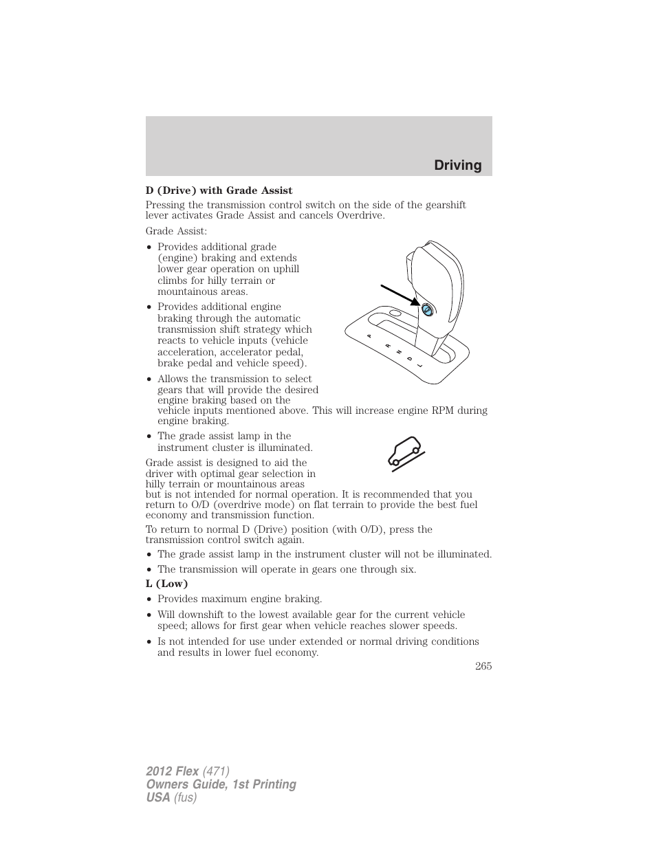 Driving | FORD 2012 Flex v.1 User Manual | Page 265 / 405