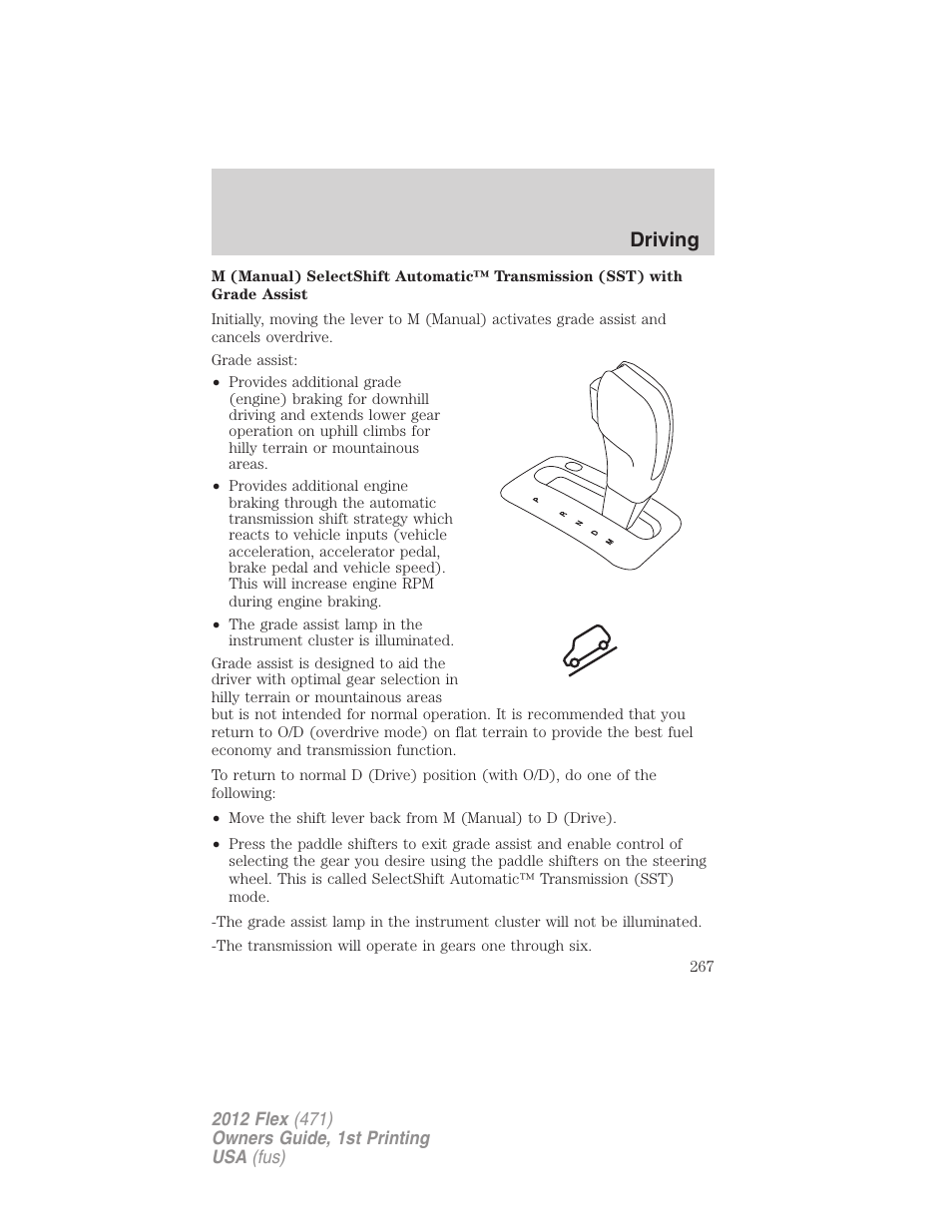 Driving | FORD 2012 Flex v.1 User Manual | Page 267 / 405