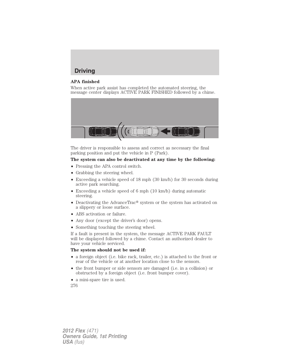 Driving | FORD 2012 Flex v.1 User Manual | Page 276 / 405