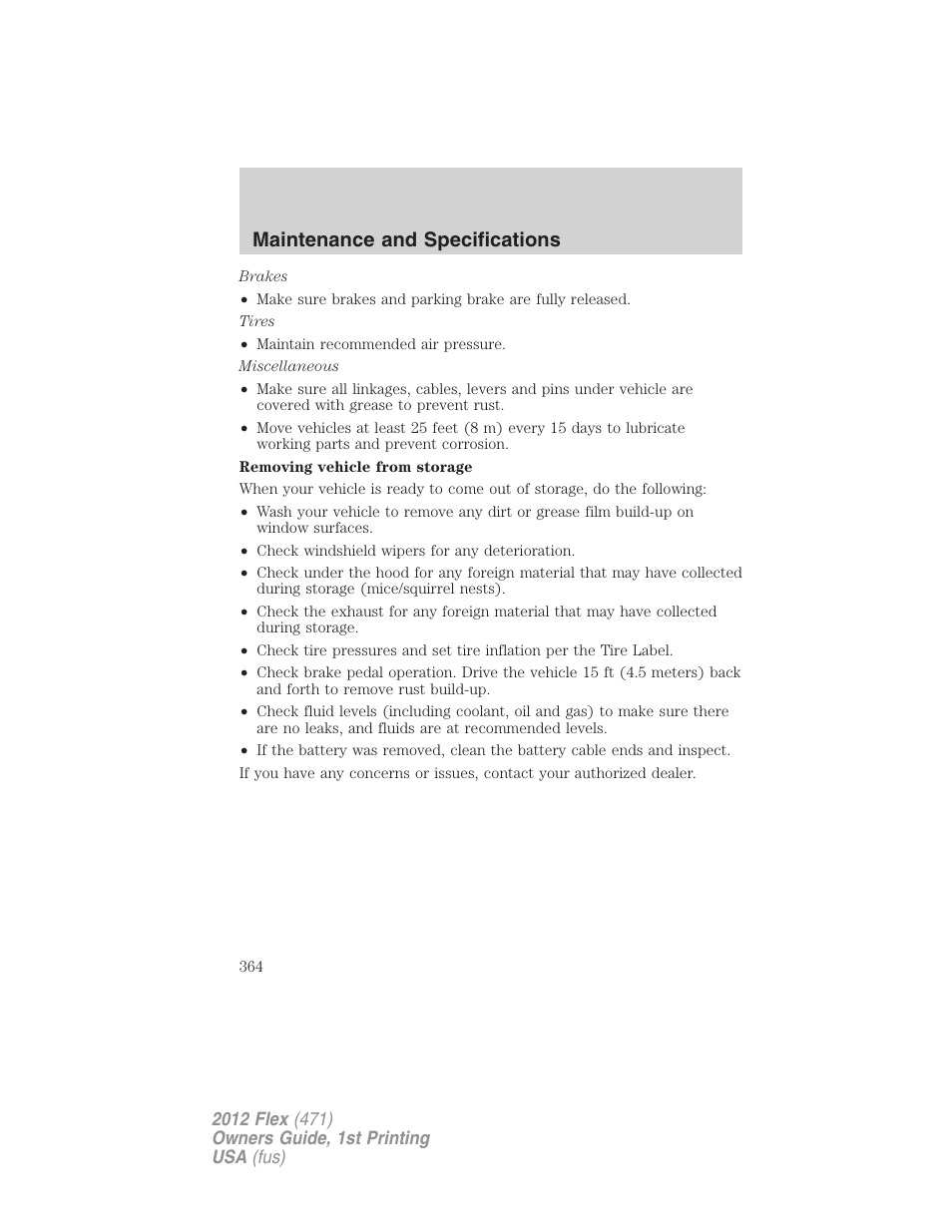 Maintenance and specifications | FORD 2012 Flex v.1 User Manual | Page 364 / 405