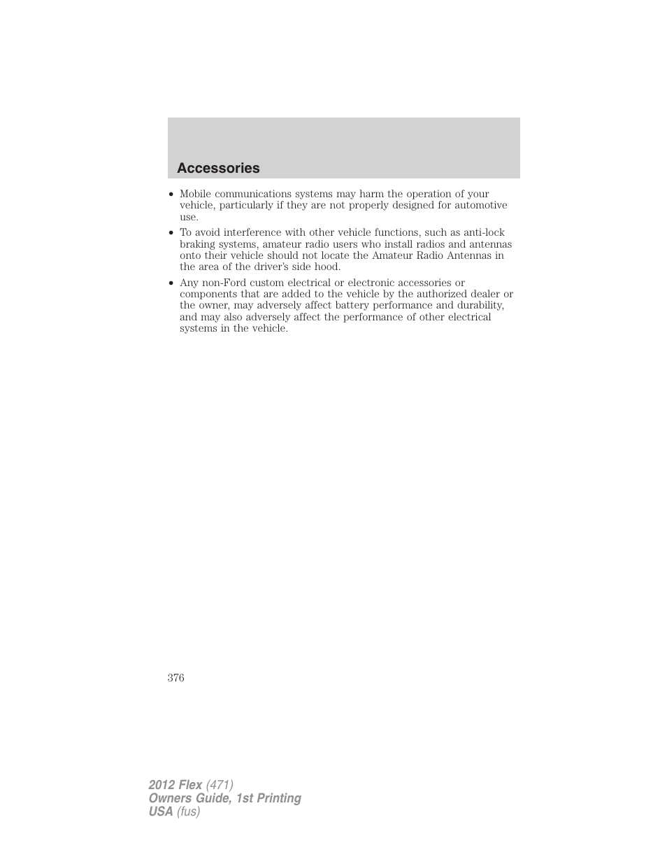 Accessories | FORD 2012 Flex v.1 User Manual | Page 376 / 405