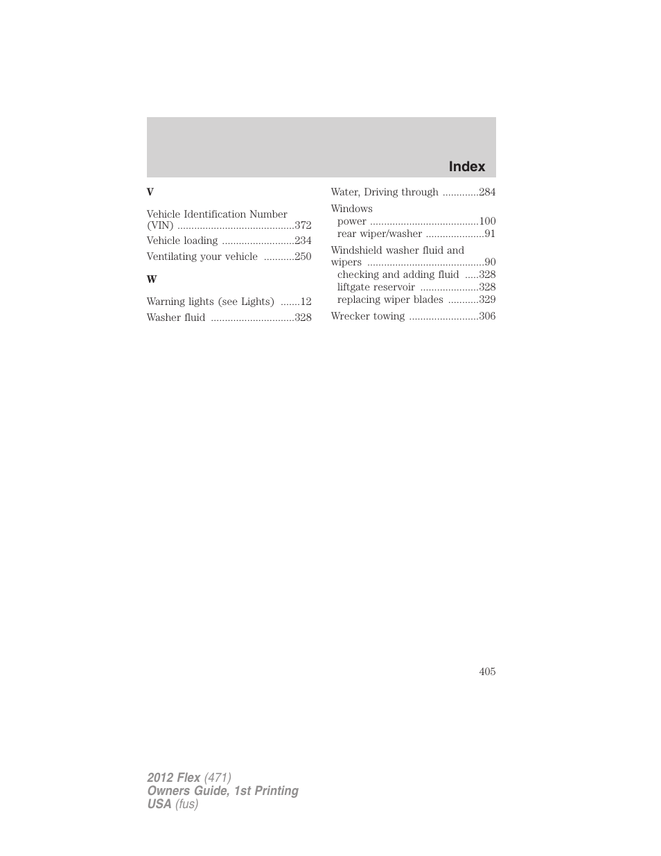 Index | FORD 2012 Flex v.1 User Manual | Page 405 / 405