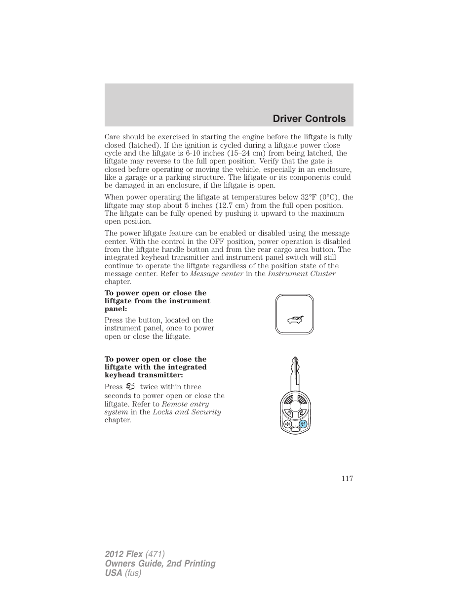 Driver controls | FORD 2012 Flex v.2 User Manual | Page 118 / 407