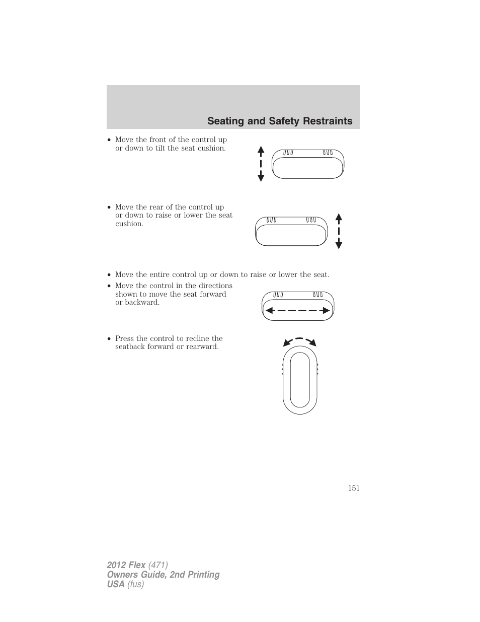 Seating and safety restraints | FORD 2012 Flex v.2 User Manual | Page 152 / 407