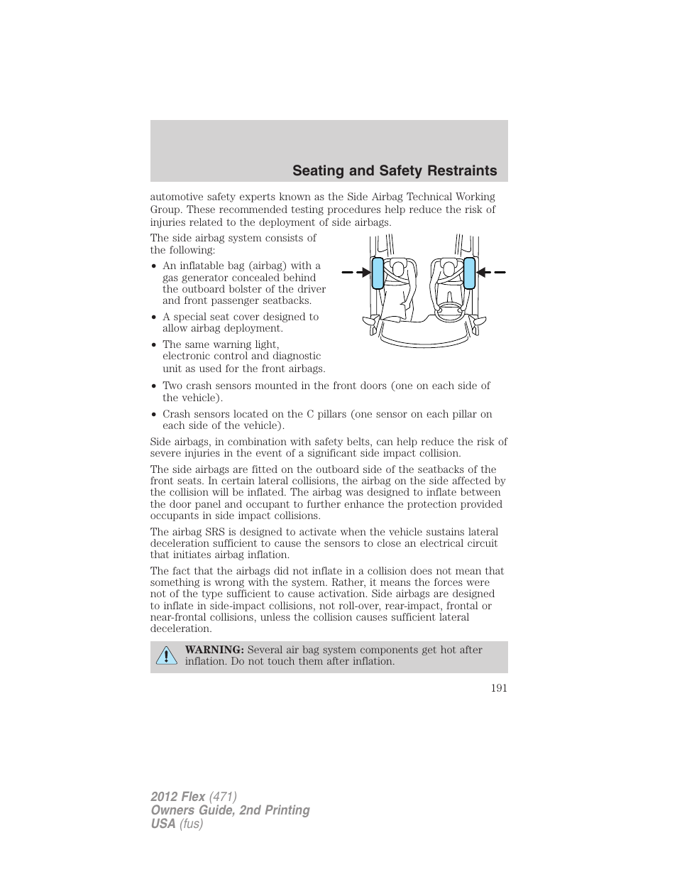 Seating and safety restraints | FORD 2012 Flex v.2 User Manual | Page 192 / 407