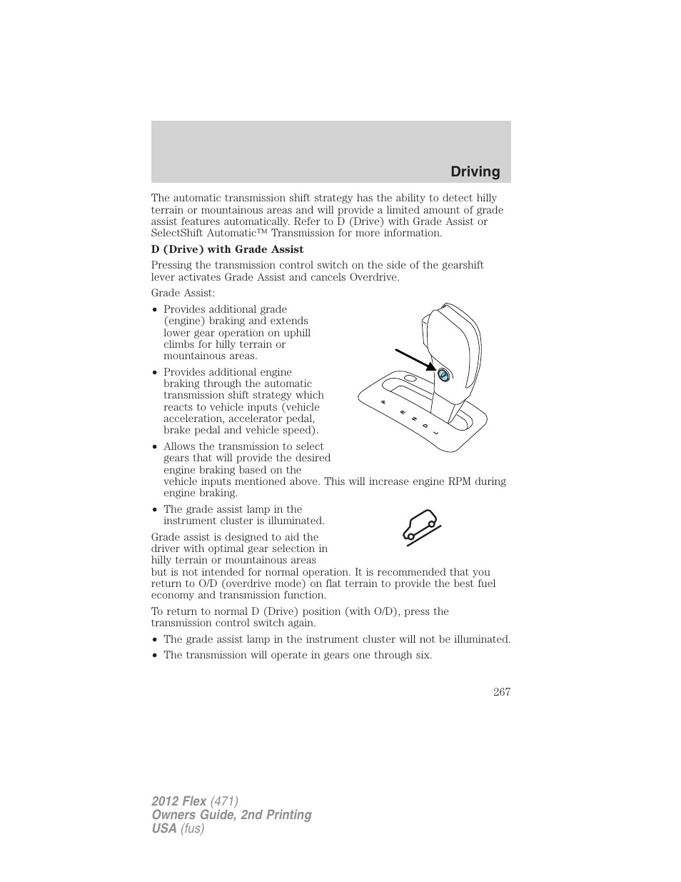 Driving | FORD 2012 Flex v.2 User Manual | Page 268 / 407